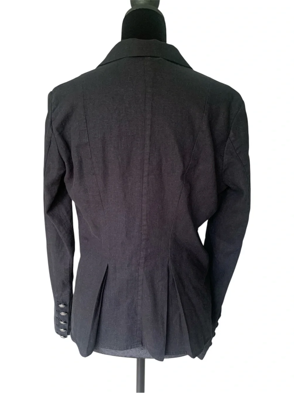 Free People Black linen blend Double-Breasted Tailored Blazer - Picture 4 of 16